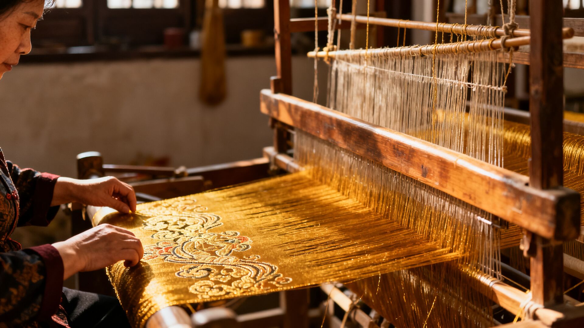 Traditional silk weaving workshop